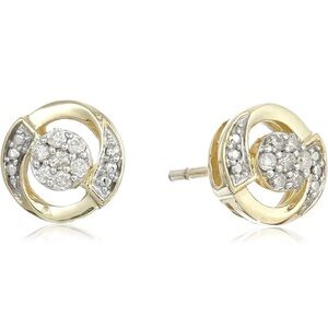 10k Gold Studs Earrings with Diamonds (1/10cttw, I-J Color, I2-I3 Clarity)